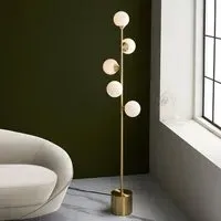 Mayetta Opal Glass Floor Lamp - Satin Brushed Gold
