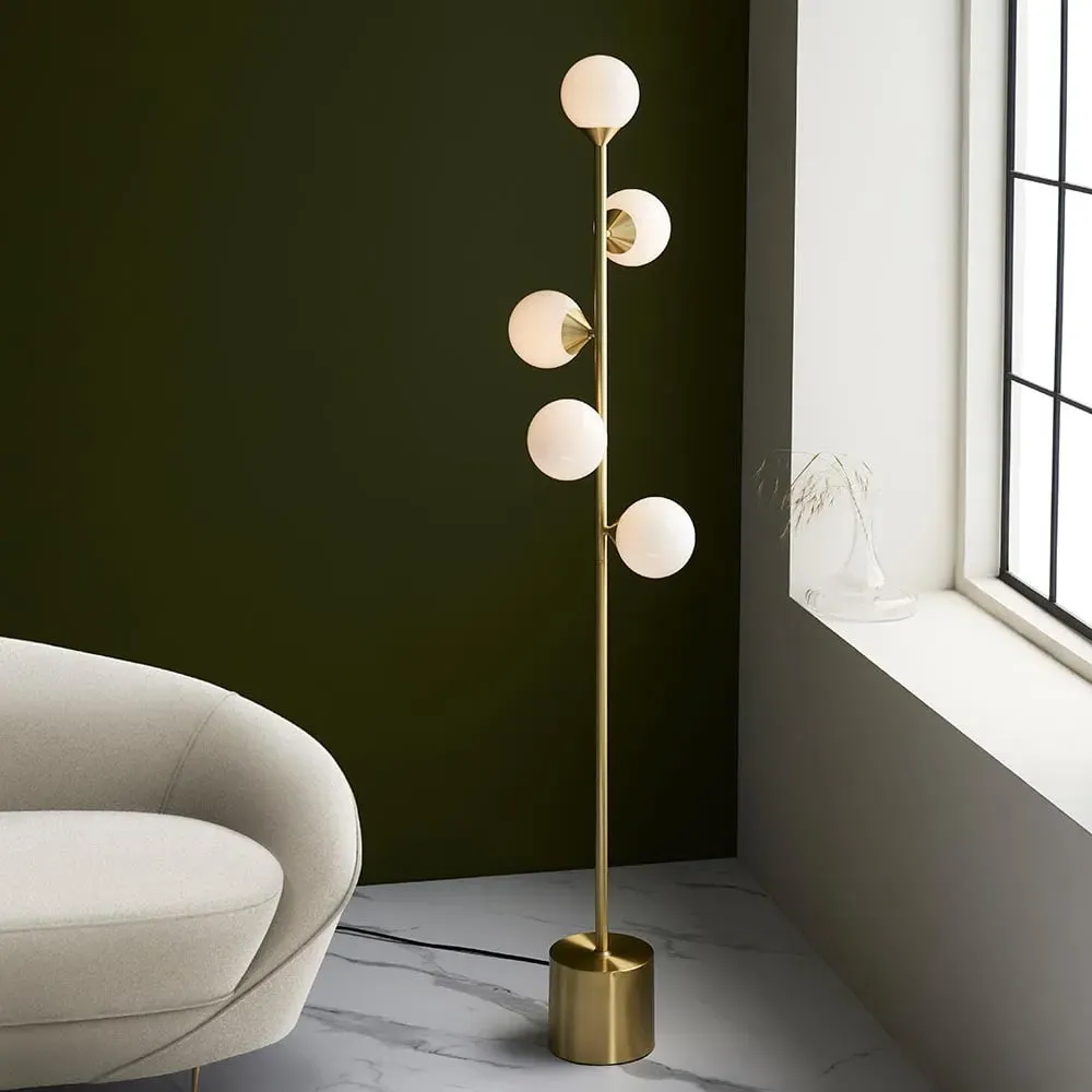 Mayetta Opal Glass Floor Lamp - Satin Brushed Gold image