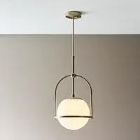 Mayetta Opal Glass Shade Pendant Ceiling Light - Antique Brass