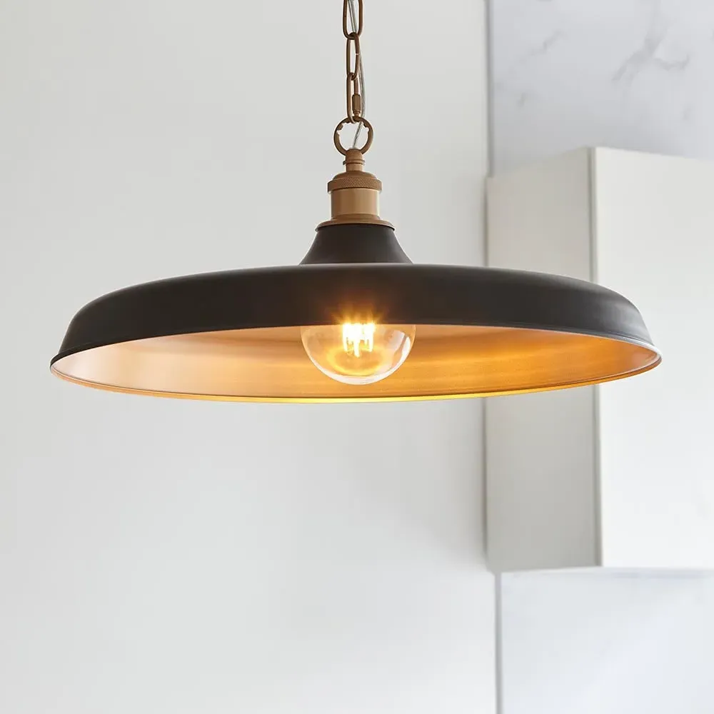 Mayetta Pendant Ceiling Light - Satin Gold, Matt Black Metal product