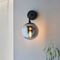 Mayetta Wall Light with Smoked Mirrored Glass Shade - Matt Black alternate view