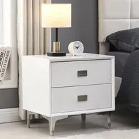 Mayfair Bedside Cabinet with 2 Drawers - White, High Gloss