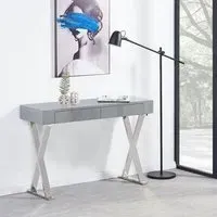 Mayline Console Table with 2 Drawers - Grey, Glass