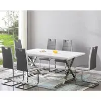 Mayline Extendable Dining Set with Petra Chairs - White