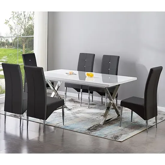 Mayline Extendable Dining Set with Vesta Chairs - Black