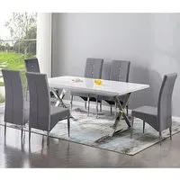 Mayline Extendable Dining Set with Vesta Chairs - Grey