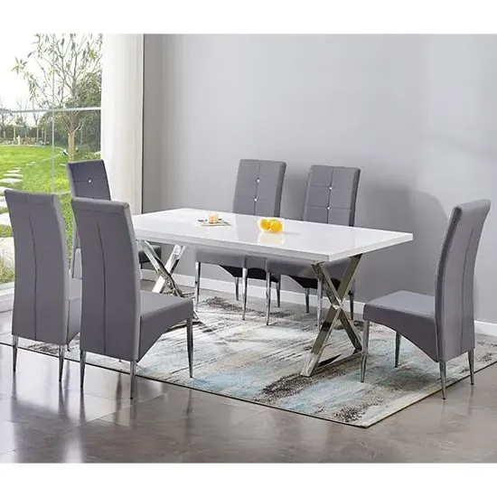 Mayline Extendable Dining Set with Vesta Chairs - Grey