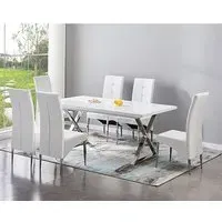 Mayline Extendable Dining Set with Vesta Chairs - White