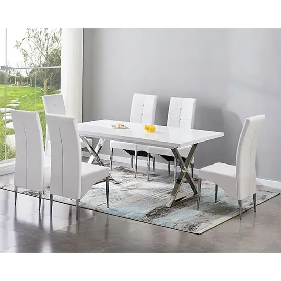 Mayline Extendable Dining Set with Vesta Chairs - White