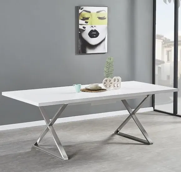 Mayline Extendable Dining Table - White, High Gloss