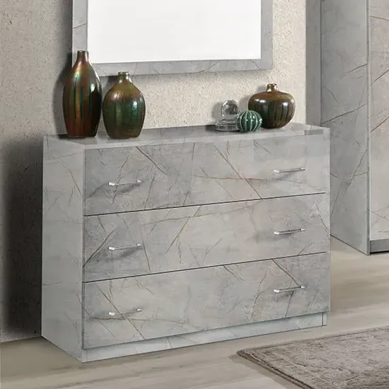 Mayon Chest of Drawers - Grey Marble Effect, MDF
