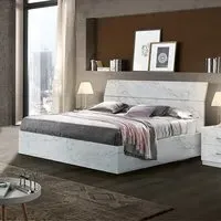 Mayon King Size Bed Frame - White Marble Effect, MDF