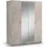 Mayon Mirrored 4 Door Wardrobe - Grey Marble Effect, MDF