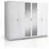 Mayon Mirrored 6 Door Wardrobe - White, MDF