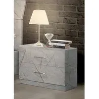 Mayon Wooden Bedside Cabinet - Grey Marble Effect, MDF