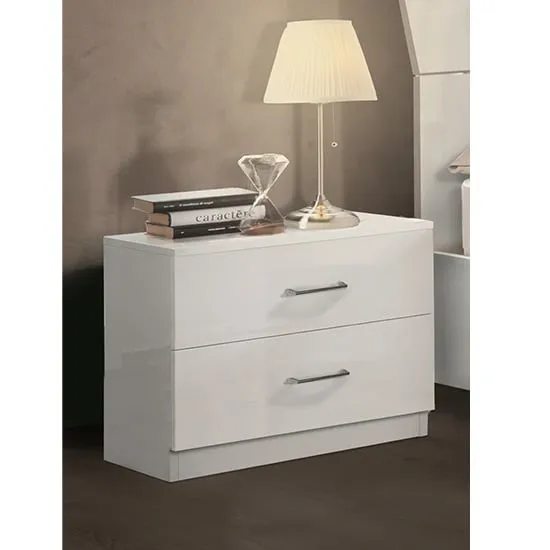 Mayon Wooden Bedside Cabinet - White, MDF