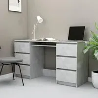 Mayra Laptop Desk with 6 Drawers - Concrete Effect, Engineered Wood