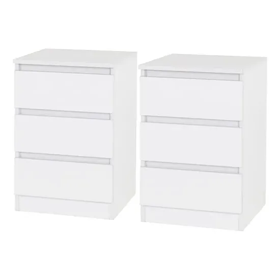 Mcgowan Bedside Cabinet Pair with 3 Drawers - White