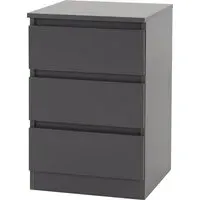 Mcgowan Bedside Cabinet with 3 Drawers - Grey