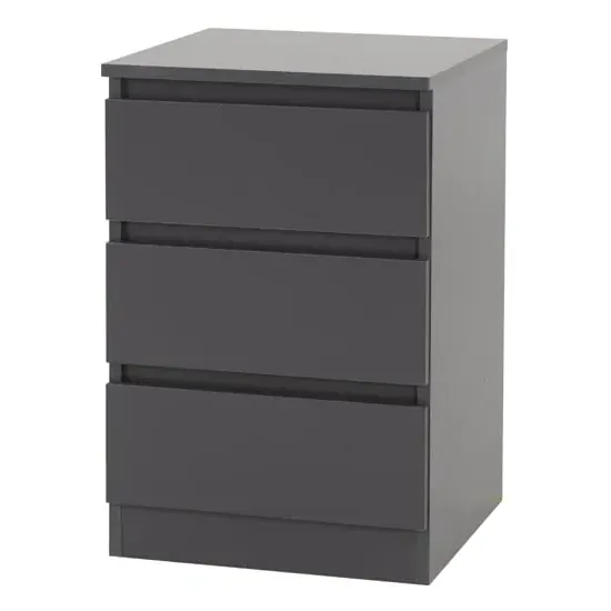 Mcgowan Bedside Cabinet with 3 Drawers - Grey image