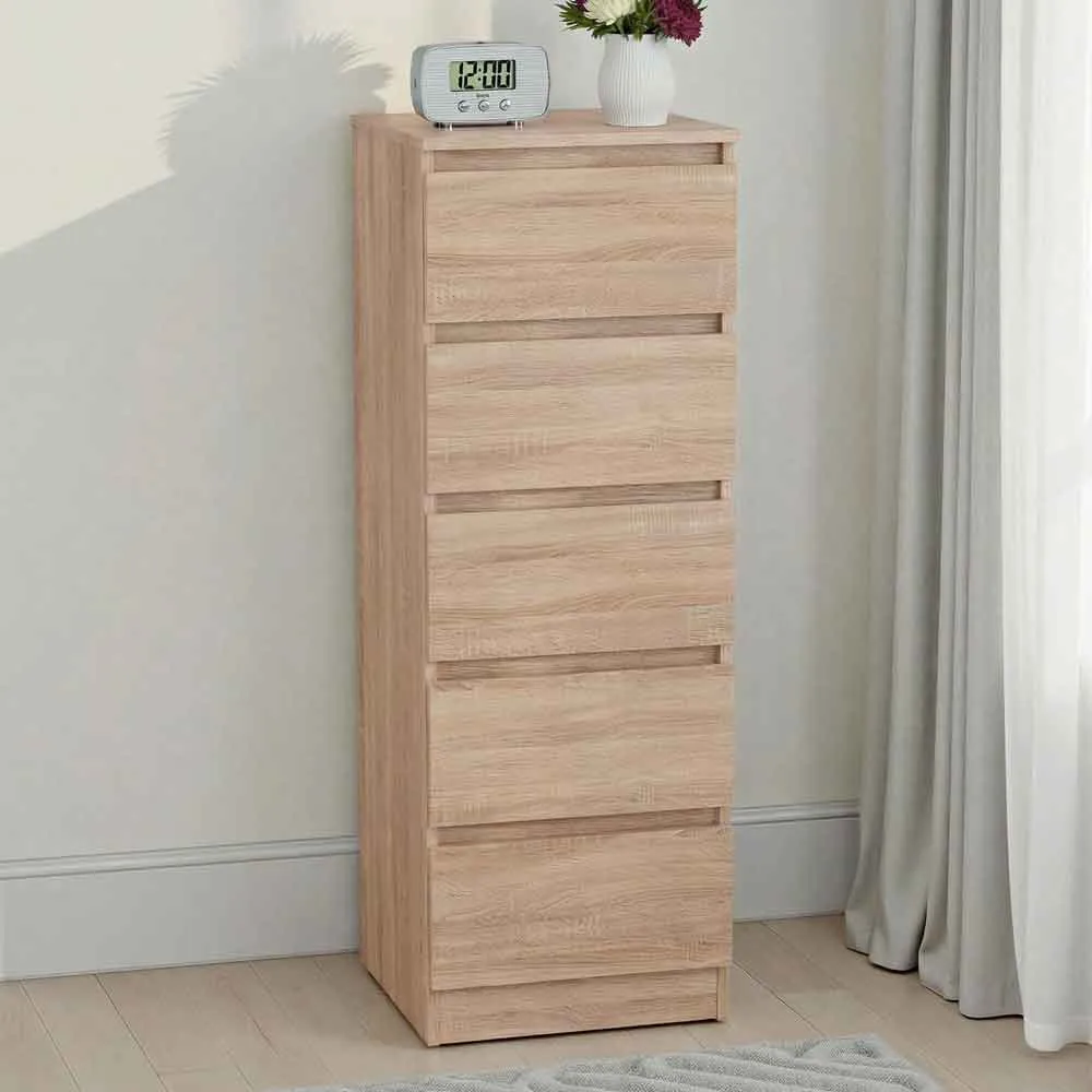 Mcgowan Narrow 5-Drawer Chest - Sonoma Oak product