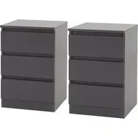Mcgowen 3-Drawer Bedside Cabinet - Grey, Wood