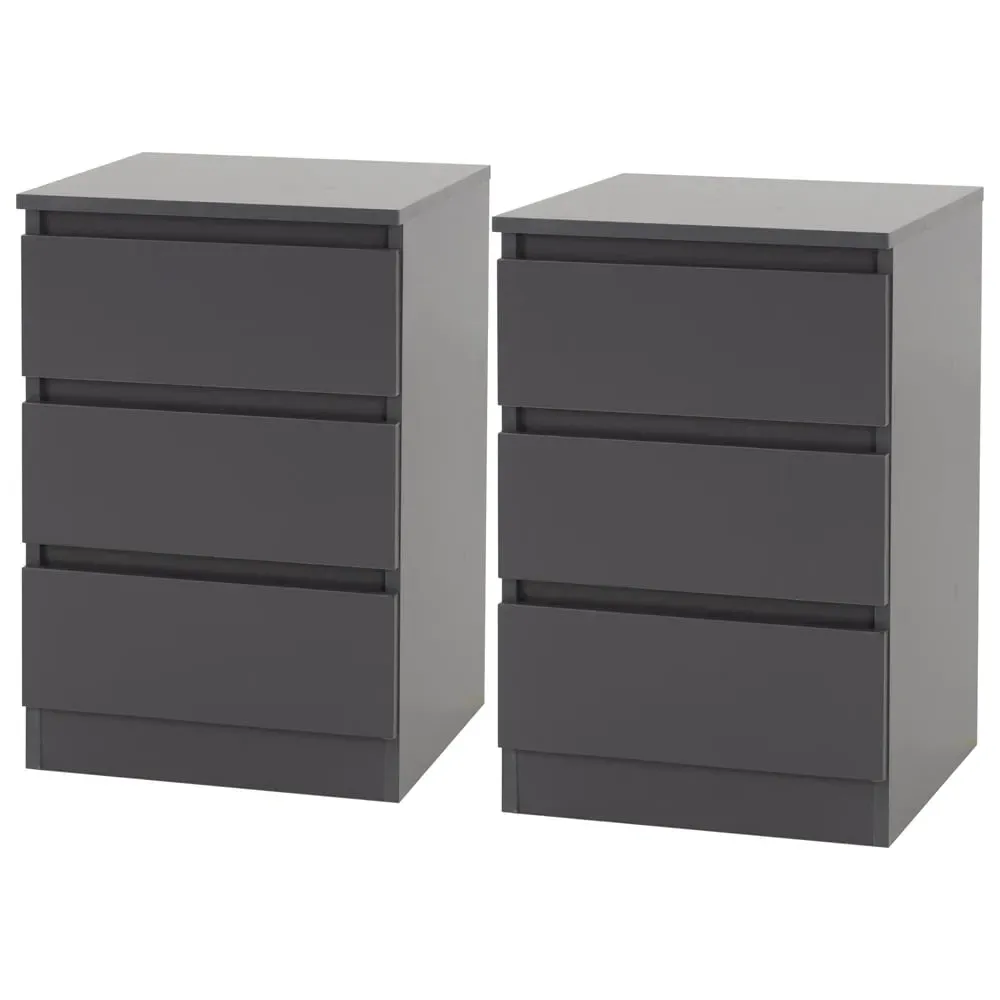 Mcgowen 3-Drawer Bedside Cabinet - Grey, Wood image