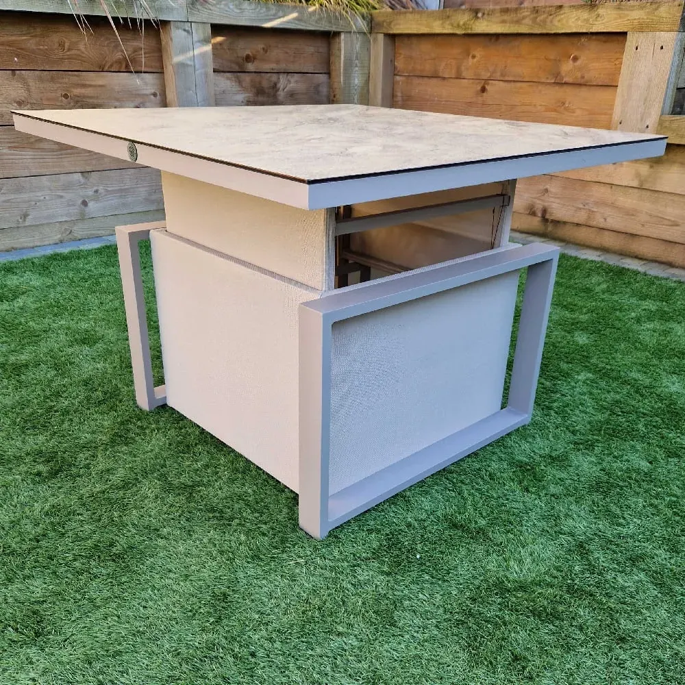 Mchenry Square Dining Table with Lift Function - Natural, Ceramic Glass