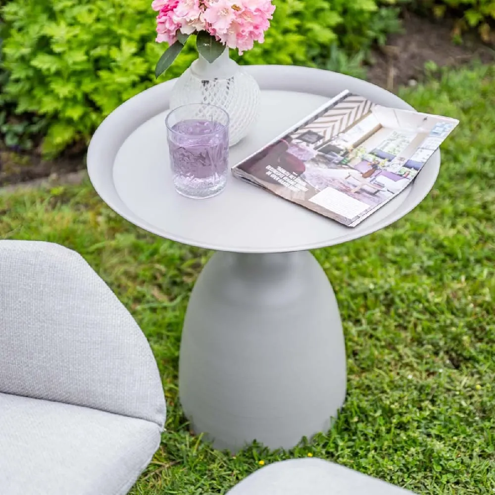 Mckinney Round Garden Side Table - Taupe, Aluminium