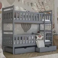 Meaford Bunk Bed with Storage - Grey, Wood