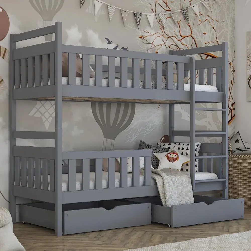 Meaford Bunk Bed with Storage - Grey, Wood