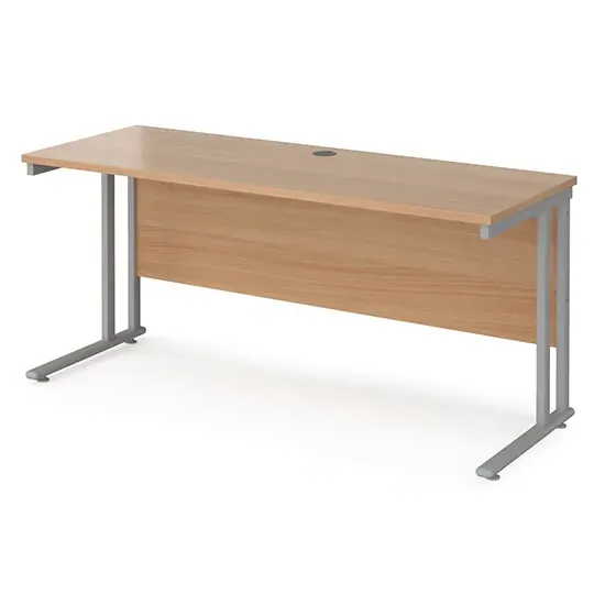 Mears 1600mm Cantilever Computer Desk - Beech, Silver