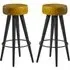 Medina Round Bar Stools - Gold, Faux Leather