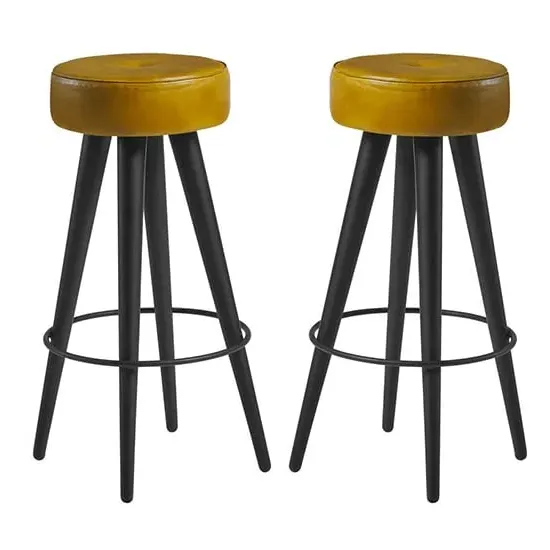 Medina Round Bar Stools - Gold, Faux Leather image