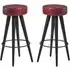 Medina Round Bar Stools - Red, Faux Leather