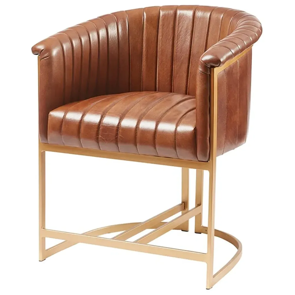 Medinah Armchair - Pecan Brown, Genuine Leather image