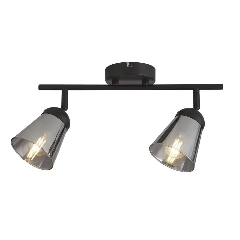 Mega 2 Light Spotlight - Black, Smoked Glass