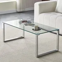 Megan Rectangular Coffee Table - Clear, Glass