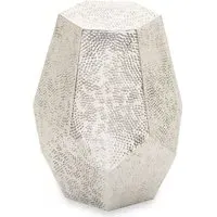 Mekbuda Drum Style Side Table - Polished Aluminium, Metal