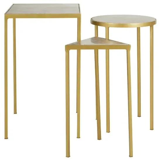 Mekbuda Nest of 3 Tables - Light Grey, Marble