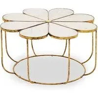 Mekbuda Petal Coffee Table with Gold Frame - White, Marble
