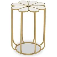 Mekbuda Petal Side Table with Gold Frame - White, Glass alternate view