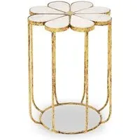 Mekbuda Petal Side Table with Gold Frame - White, Marble