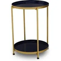 Mekbuda Round 2 Tier Side Table - Blue, Metal