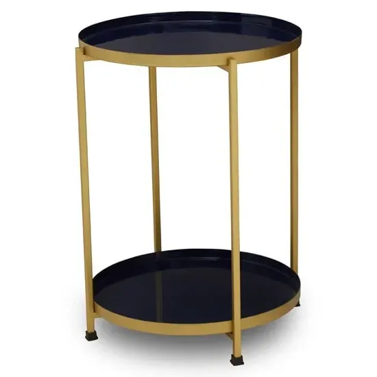 Mekbuda Round 2 Tier Side Table - Blue, Metal image