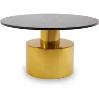 Mekbuda Round Coffee Table - Black, Marble