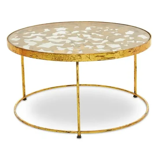 Mekbuda Round Coffee Table - Gold, Glass