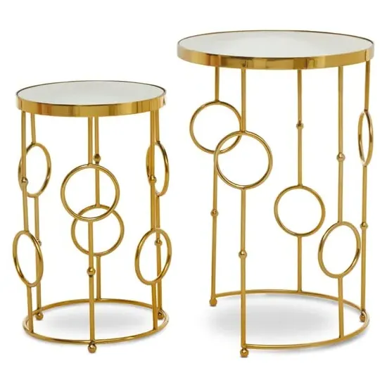 Mekbuda Round Nest of 2 Tables - White, Glass image