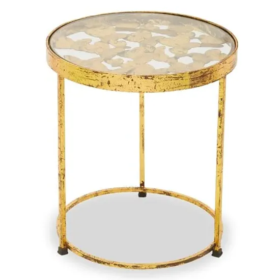 Mekbuda Round Side Table - Gold, Glass image