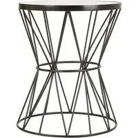 Mekbuda Round Side Table with Corset Frame - White, Marble